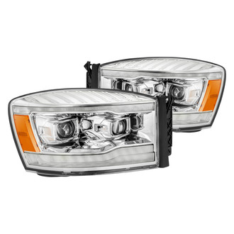 AlphaRex® - LUXX-Series Driver and Passenger Side Chrome Sequential DRL Bar Projector LED Headlights
