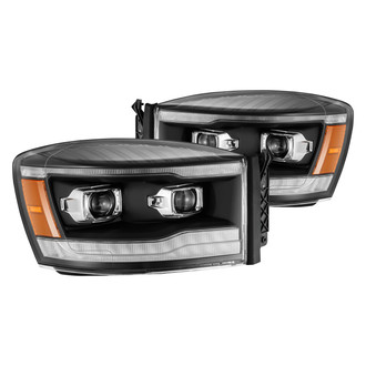 AlphaRex® - LUXX-Series Driver and Passenger Side Black Sequential DRL Bar Projector LED Headlights