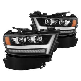 AlphaRex® - LUXX-Series Driver and Passenger Side Jet Black DRL Bar Projector LED Headlights with Sequential Turn Signal
