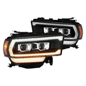 AlphaRex® - LUXX-Series Driver and Passenger Side Black Sequential DRL Bar Projector LED Headlights