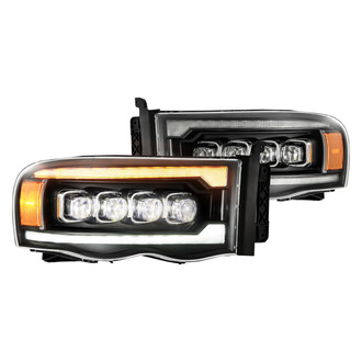 AlphaRex® - NOVA-Series Driver and Passenger Side Black Projector LED Headlights with Sequential DRL