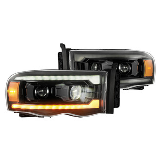 AlphaRex® - LUXX-Series Driver and Passenger Side Alpha-Black Projector LED Headlights with Sequential DRL