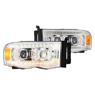 AlphaRex® - PRO-Series Driver and Passenger Side Chrome Projector Headlights with Sequential LED DRL