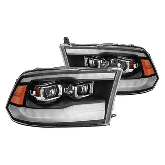 AlphaRex® - PRO-Series G2 Driver and Passenger Side Black Sequential LED DRL Bar Projector Headlights