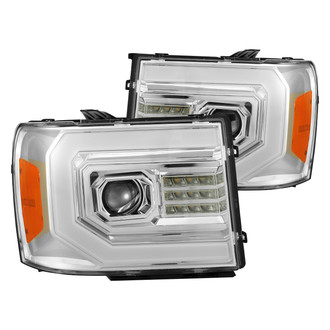 AlphaRex® - PRO-Series Driver and Passenger Side Chrome Sequential DRL Bar Projector Headlights with LED Turn Signal