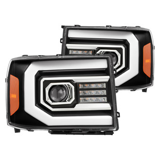 AlphaRex® - PRO-Series Driver and Passenger Side Black Sequential DRL Bar Projector Headlights with LED Turn Signal
