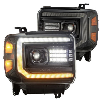 AlphaRex® - PRO-Series Driver and Passenger Side Alpha-Black Sequential LED DRL Bar Projector Headlights