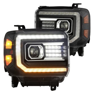 AlphaRex® - PRO-Series Driver and Passenger Side Black Sequential LED DRL Bar Projector Headlights