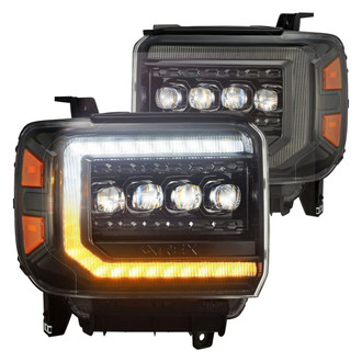 AlphaRex® - NOVA-Series Driver and Passenger Side Alpha-Black Sequential DRL Bar Projector LED Headlights