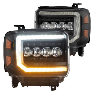 AlphaRex® - NOVA-Series Driver and Passenger Side Black Sequential DRL Bar Projector LED Headlights