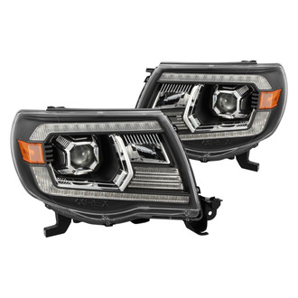 AlphaRex® - PRO-Series Driver and Passenger Side Black Sequential LED DRL Bar Projector Headlights
