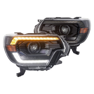 AlphaRex® - LUXX-Series Driver and Passenger Side Alpha-Black Sequential DRL Bar Projector LED Headlights