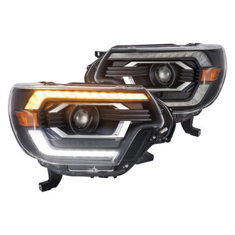 AlphaRex® - LUXX-Series Driver and Passenger Side Black Sequential DRL Bar Projector LED Headlights