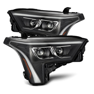 AlphaRex® - LUXX-Series Driver and Passenger Side Black DRL Bar Projector LED Headlights with Sequential Amber DRL