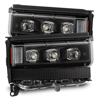 AlphaRex® - NOVA-Series Driver and Passenger Side Black Sequential DRL Bar Projector LED Headlights with Sequential Turn Signal