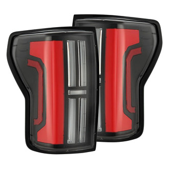 AlphaRex® - NOVA-Series Prismatic Driver and Passenger Side Black/Smoke Sequential Fiber Optic LED Tail Lights