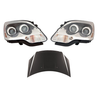 Alzare® - 3-Piece Kit (Driver and Passenger Side Headlights, Hood Panel) (CAPA Certified)