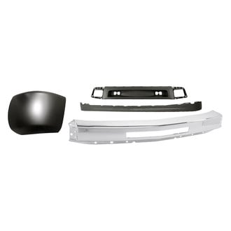 Alzare® BNDL-223560 - 4-Piece (Front Bumper Face Bar, Front Bumper Air Deflector, Front Bumper Deflector Extension, Front Driver Side Bumper End) (Standard Line)