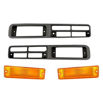 Alzare® - 4-Piece (Front Driver and Passenger Side Turn Signal/Parking Light, Front Inner and Outer Fog Light Bezel) (Standard Line)