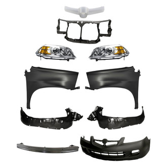 Alzare® - 10-Piece Kit (Headlights, Front Bumper Cover, Front Bumper Reinforcement, Grille Bar, Front Driver and Passenger Side Fenders, Front Driver and Passenger Side Fender Liners, Radiator Support) (Standard Line)
