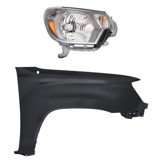 Alzare® - 2-Piece Kit (Passenger Side Headlight, Front Passenger Side Fender) (CAPA Certified)