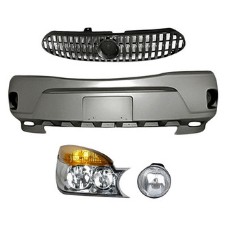 Alzare® - 4-Piece Kit (Passenger Side Headlight, Front Bumper Cover, Grille, Driver Side Fog Light) (Standard Line)
