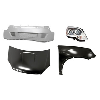 Alzare® - 4-Piece Kit (Passenger Side Headlight, Front Lower Bumper Cover, Front Passenger Side Fender, Hood Panel) (Standard Line)