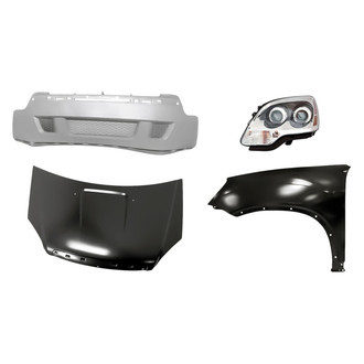 Alzare® - 4-Piece Kit (Driver Side Headlight, Front Lower Bumper Cover, Front Driver Side Fender, Hood Panel) (Standard Line)