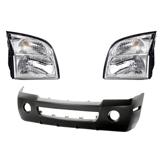 Alzare® - 3-Piece Kit (Driver and Passenger Side Headlights, Front Bumper Cover) (Standard Line)