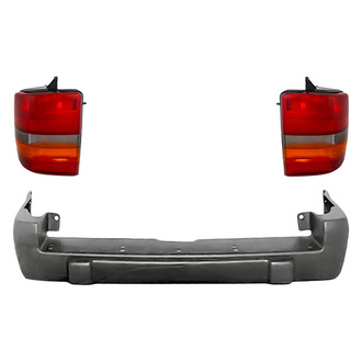 Alzare® - Driver and Passenger Side Replacement 3-Piece Kit (Driver and Passenger Side Tail Lights, Rear Bumper Cover) (Standard Line)