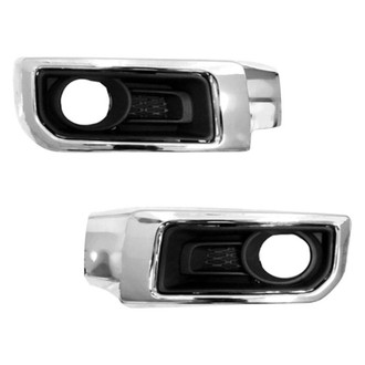 Alzare® - Front Driver and Passenger Side Fog Light Bezel Set (CAPA Certified)