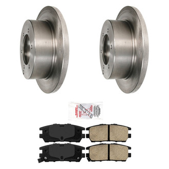 AmeriBRAKES® BNDL-10510-31040893 - AmeriPRO™ Plain Rear Brake Kit with Semi-Metallic Pads