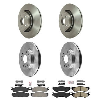 AmeriBRAKES® - AmeriPRO™ Plain Front and Rear Brake Kit with Semi-Metallic Pads