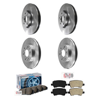 AmeriBRAKES® - AmeriPRO™ Plain Front and Rear Brake Kit with Semi-Metallic Pads
