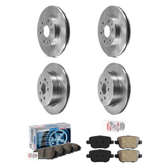 AmeriBRAKES® - AmeriPRO™ Plain Front and Rear Brake Kit with Semi-Metallic Pads