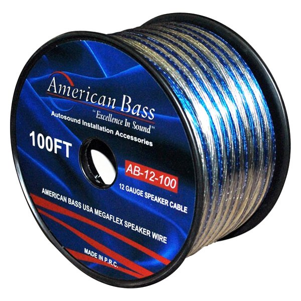 American Bass® - 12 AWG 2-Way 100' Blue/Gray Stranded GPT Speaker Wire