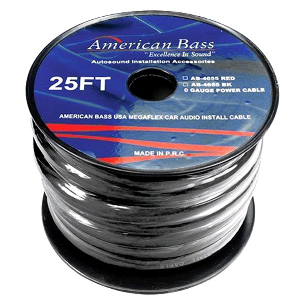 American Bass® - Megaflex 1/0 AWG Single 25' Black Stranded GPT Power Cable