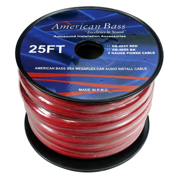 American Bass® - 1/0 AWG Single 25' Red Stranded GPT Power Wire