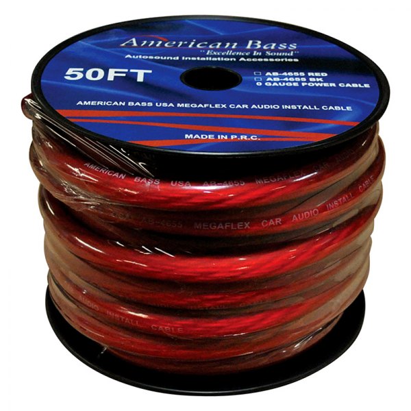 American Bass® - Megaflex 1/0 AWG Single 50' Red Stranded GPT Power Cable