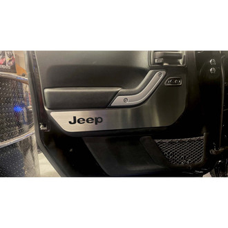 ACC® - MOPAR Licensed Brushed Front Door Guards with Black Jeep Logo