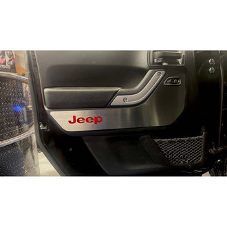 ACC® - MOPAR Licensed Brushed Front Door Guards with Red Jeep Logo