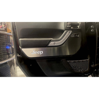 ACC® - MOPAR Licensed Brushed Front & Rear Door Guards with White Jeep Logo
