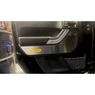ACC® - MOPAR Licensed Brushed Front & Rear Door Guards with Yellow Jeep Logo