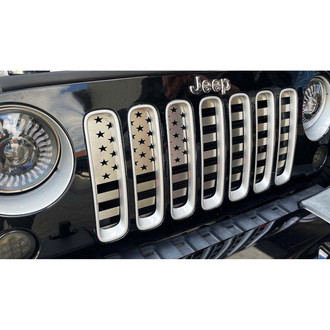 ACC® - 1-Pc American Flag Style Brushed Laser Cut Main Grille