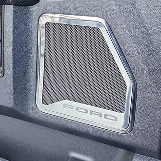 ACC® - Polished Front Inner Door Speaker Trims with Ford Logo