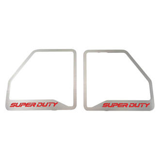 ACC® - Brushed Front Inner Door Speaker Trims with Bright Red SUPER DUTY Logo