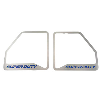 ACC® - Brushed Front Inner Door Speaker Trims with Ford Blue SUPER DUTY Logo
