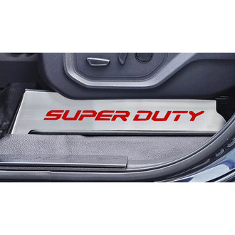 ACC® - Brushed Lower Seat Vanity Plates with Red SUPER DUTY Logo