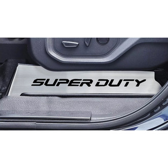 ACC® - Brushed Lower Seat Vanity Plates with Solid Black SUPER DUTY Logo