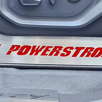 ACC® - Brushed Lower Seat Vanity Plates with Red 6.7 Power Stroke Logo